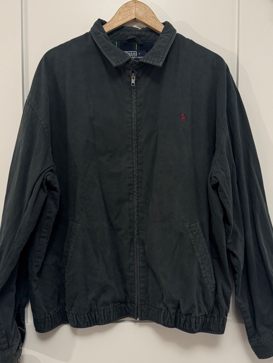 MENS VINTAGE 90S POLO RALPH LAUREN GREEN FLANNEL LINED HARRINGTON JACKET XL